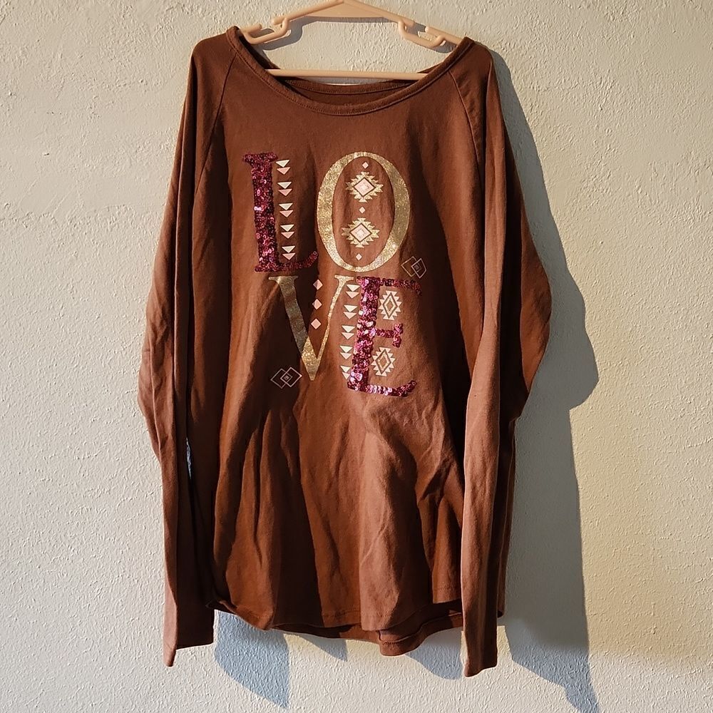 Childrens place xl love long sleeve tshirt brown